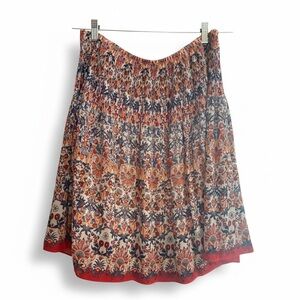 MAX STUDIO🎀Boho Floral Skirt🎀Smocked Waist🎀Border Print🎀Size L🎀NWOT🎀Chic!!